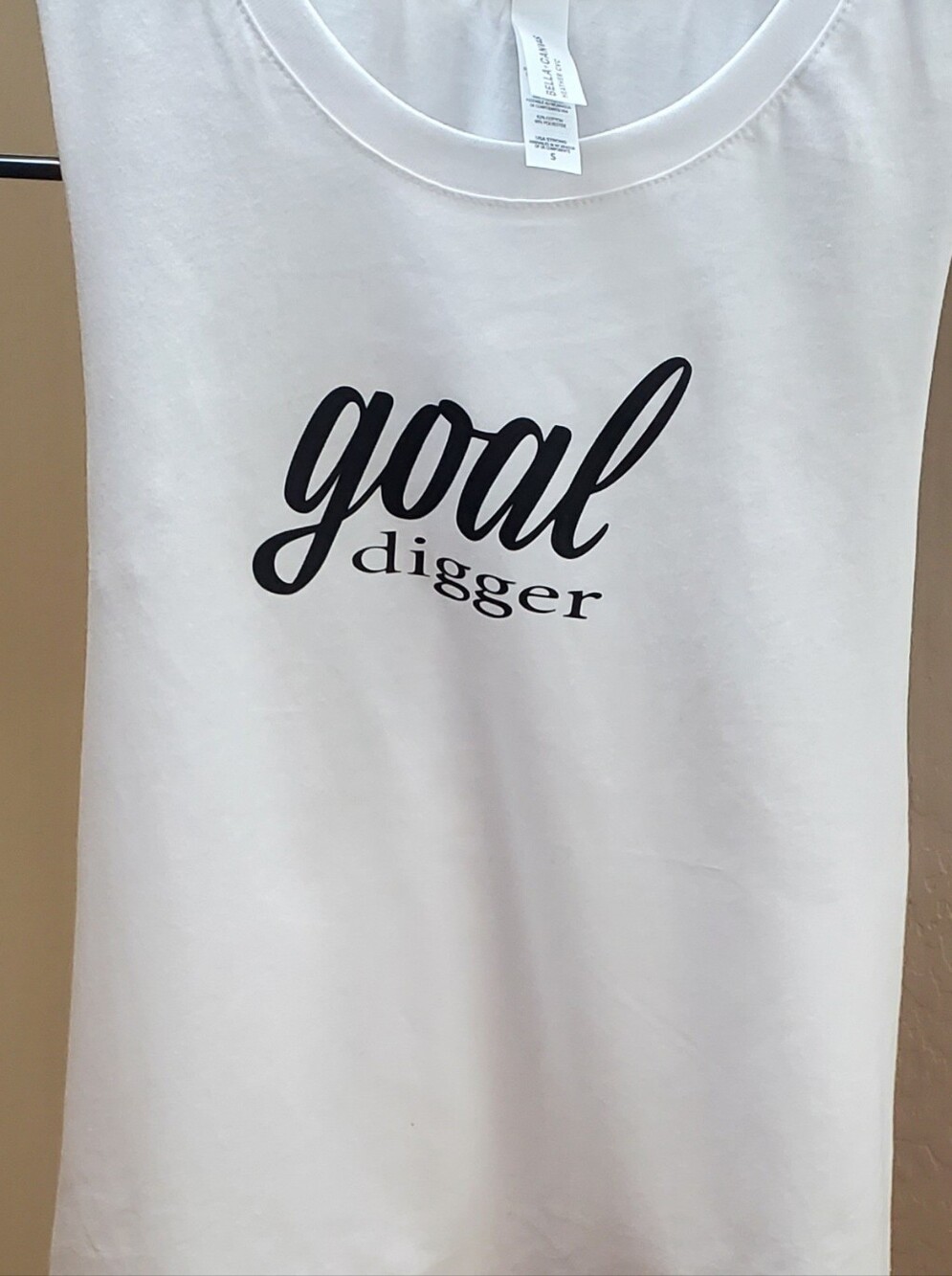 Bella Canvas White Tank Top with Black 'goal digger' Graphic